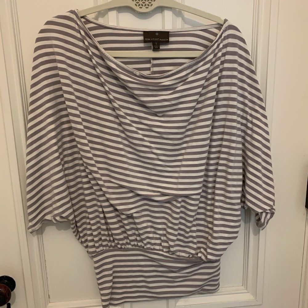 Fenn Wright Mason Cream/gray striped dolman top S